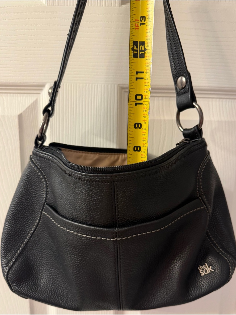 VTG The Sak Black Pebbled Leather Shoulder Bag Y2K It-Bag Gorpcore Minimalist - Picture 11 of 11